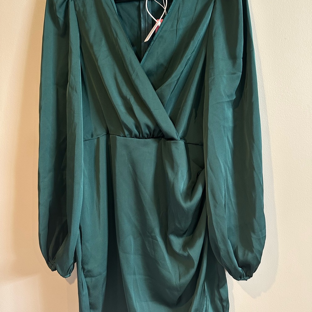 Elegant Green Wrap Dress
